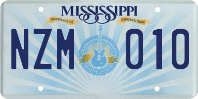 MS license plate NZM010