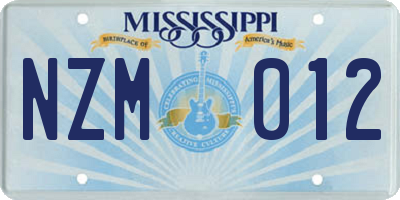 MS license plate NZM012