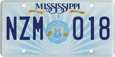 MS license plate NZM018