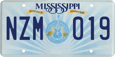 MS license plate NZM019