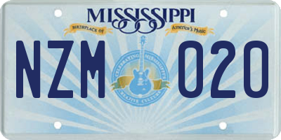 MS license plate NZM020