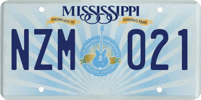 MS license plate NZM021