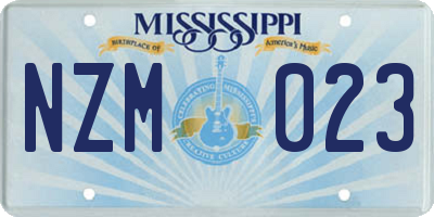 MS license plate NZM023