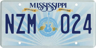 MS license plate NZM024
