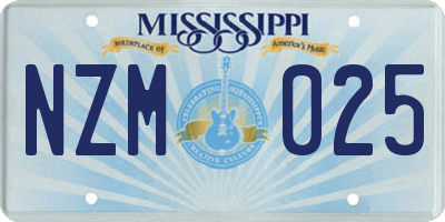 MS license plate NZM025