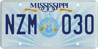 MS license plate NZM030