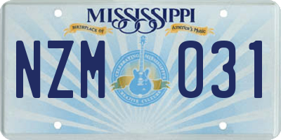 MS license plate NZM031