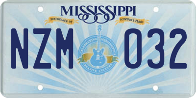 MS license plate NZM032