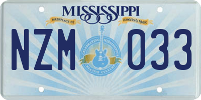 MS license plate NZM033