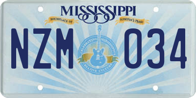 MS license plate NZM034