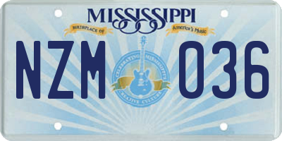 MS license plate NZM036