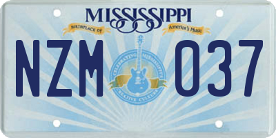 MS license plate NZM037