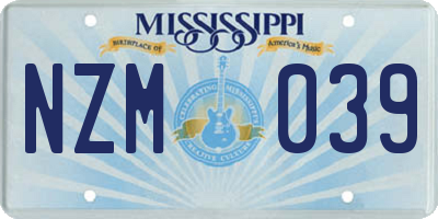 MS license plate NZM039