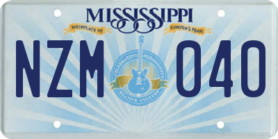 MS license plate NZM040