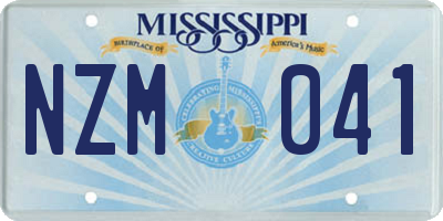 MS license plate NZM041