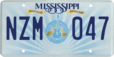 MS license plate NZM047