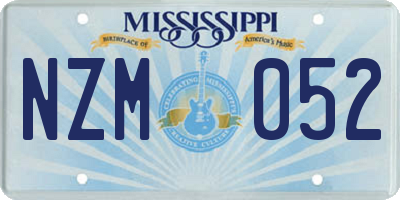 MS license plate NZM052