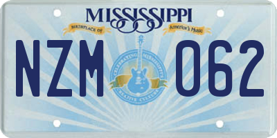 MS license plate NZM062