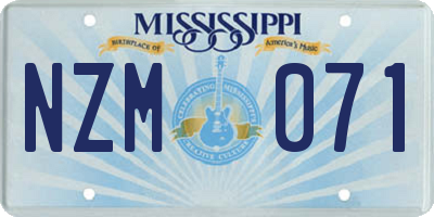 MS license plate NZM071