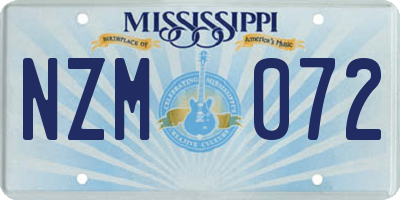 MS license plate NZM072