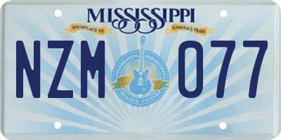MS license plate NZM077