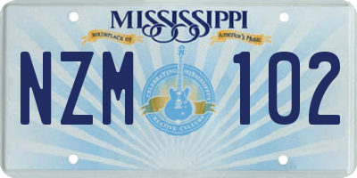 MS license plate NZM102