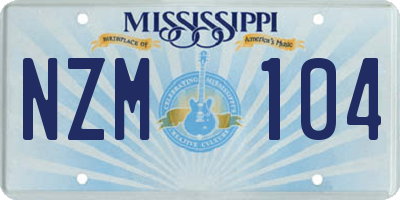MS license plate NZM104
