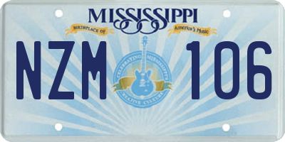 MS license plate NZM106
