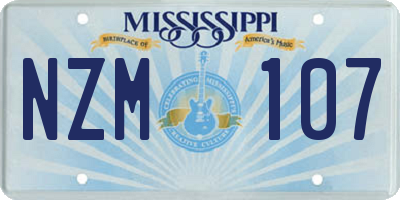 MS license plate NZM107