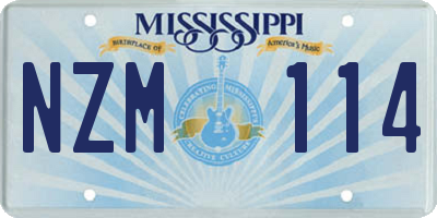 MS license plate NZM114