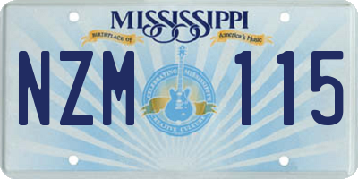 MS license plate NZM115