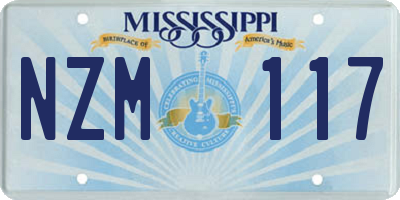 MS license plate NZM117