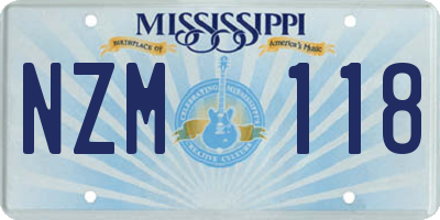MS license plate NZM118