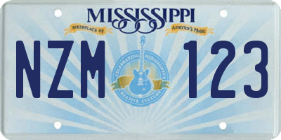 MS license plate NZM123