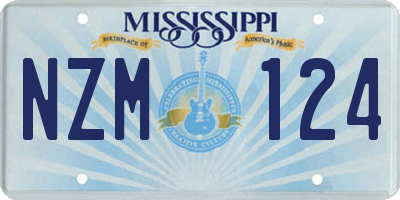 MS license plate NZM124
