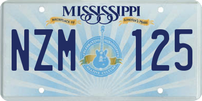 MS license plate NZM125