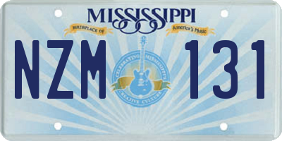 MS license plate NZM131