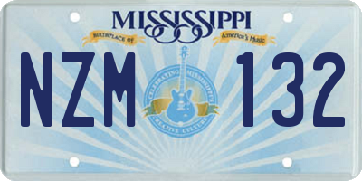 MS license plate NZM132