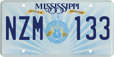 MS license plate NZM133
