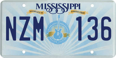 MS license plate NZM136