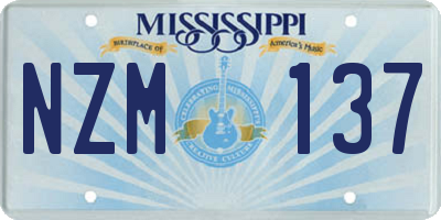 MS license plate NZM137