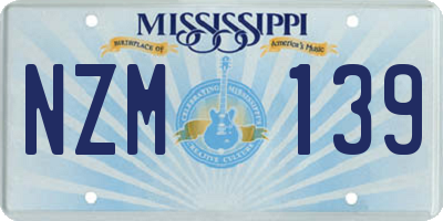 MS license plate NZM139