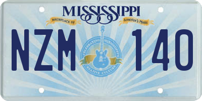 MS license plate NZM140