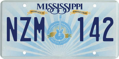 MS license plate NZM142