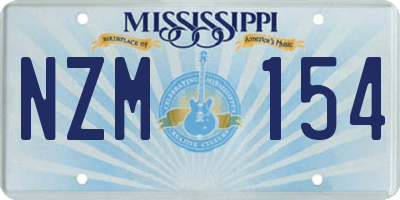 MS license plate NZM154