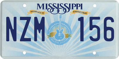 MS license plate NZM156