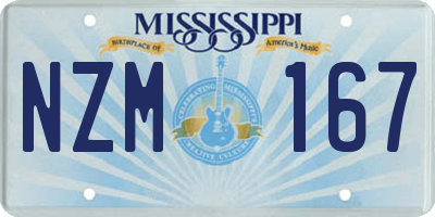 MS license plate NZM167