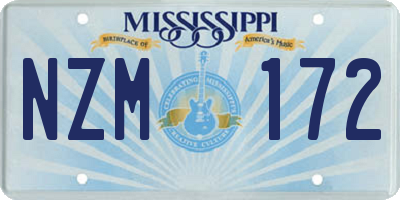 MS license plate NZM172
