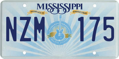 MS license plate NZM175