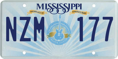 MS license plate NZM177